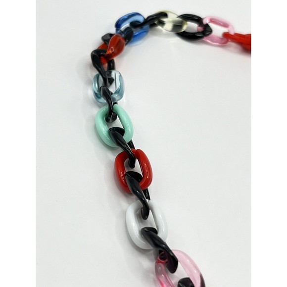 Multicolored Unisex Acrylic Chain Link Necklace 17”~ 4mm Thick~ - Picture 4 of 9